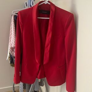 Womens Zaras large red tuxedo blazer